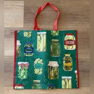 Pickle print reusable tote bag